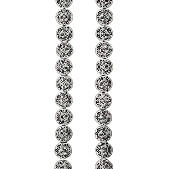 12 Pack:  Silver Plated Lentil Beads, 6mm by Bead Landing&#x2122;